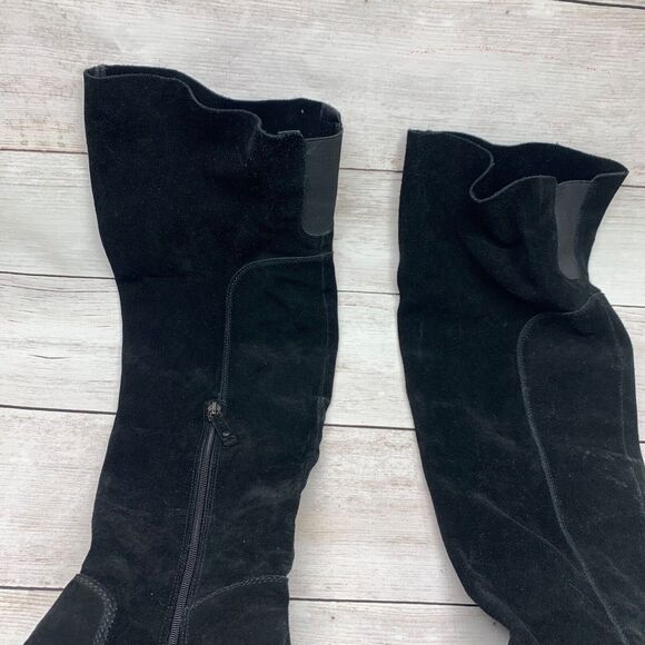 KDB SUEDE BOOTS OVER THE KNEE ANTHROPOLOGIE LOGAN BLACK 10 HEELS - Picture 6 of 16